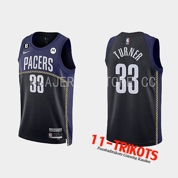 Trikots Indiana Pacers (TURNER #33) 2022/23 Schwarz/Blau