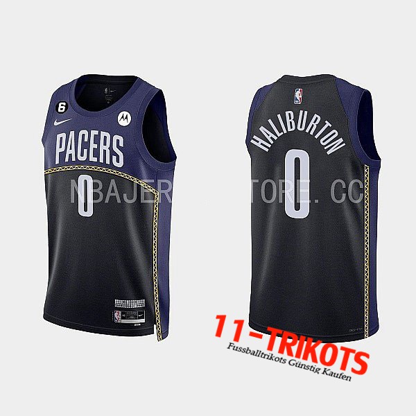 Trikots Indiana Pacers (HALIBURTON #0) 2022/23 Schwarz/Blau