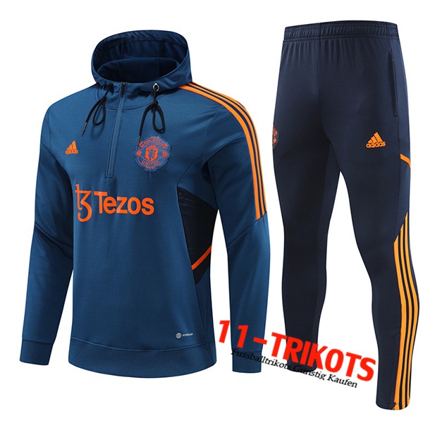 Manchester United Trainingsanzug Windjacke Mit Kapuze Blau 2022/2023