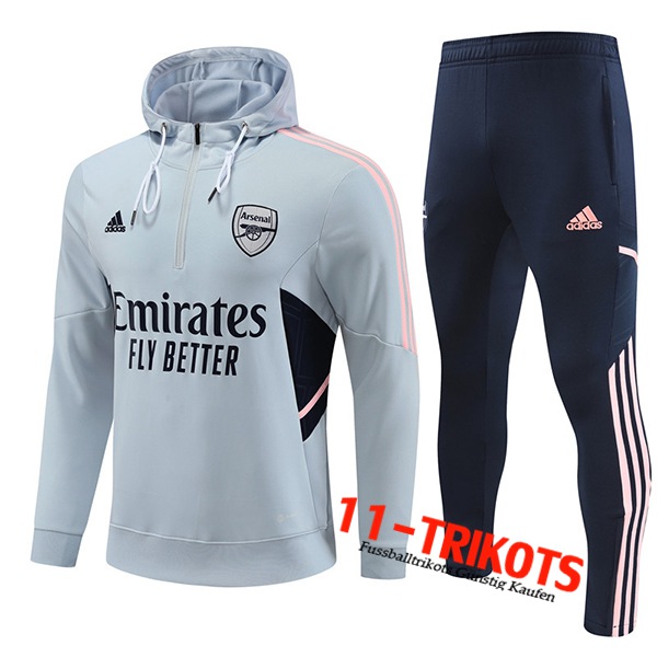 Arsenal Trainingsanzug Windjacke Mit Kapuze Hellgrau 2022/2023