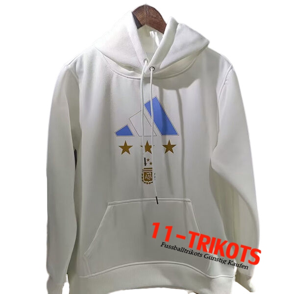 Argentinien Training Sweatshirt Mit Kapuze 3 Stars (MESSI #10) Weiß 2022/2023