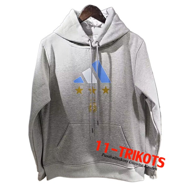 Argentinien Training Sweatshirt Mit Kapuze 3 Stars (MESSI #10) Grau 2022/2023