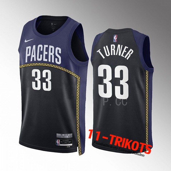 Trikots Indiana Pacers (TURNER #33) 2022/23 Schwarz/Blau