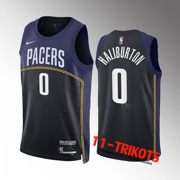 Trikots Indiana Pacers (HALIBURTON #0) 2022/23 Schwarz/Blau