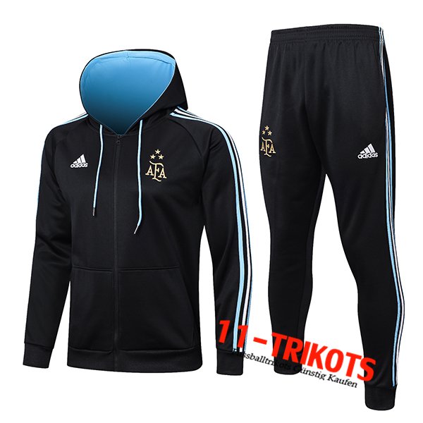 Argentinien Ensemble Trainingsjacke Mit Kapuze Coupe-Vent Schwarz 2022/2023