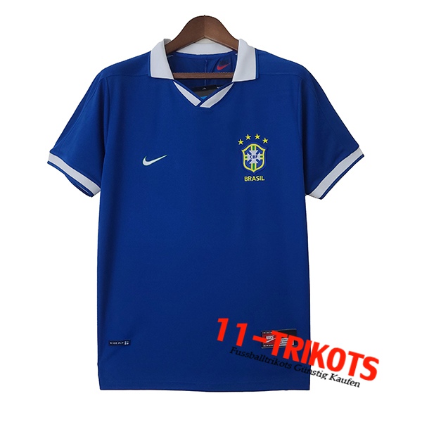 Brasilien Poloshirt Retro Auswärtstrikot Blau 1997