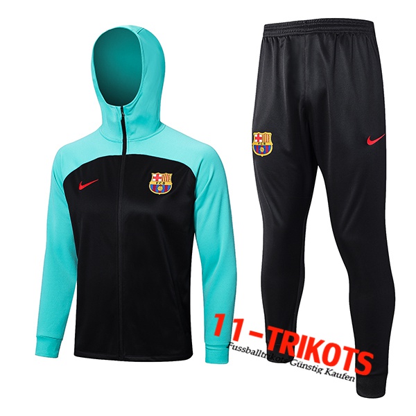 FC Barcelona Trainingsanzug Mit Kapuze Trainingsjacke Windbreaker Schwarz/Blau 2023/2023