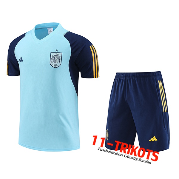 Spanien Trainingstrikot + Shorts Hellblau 2023/2024