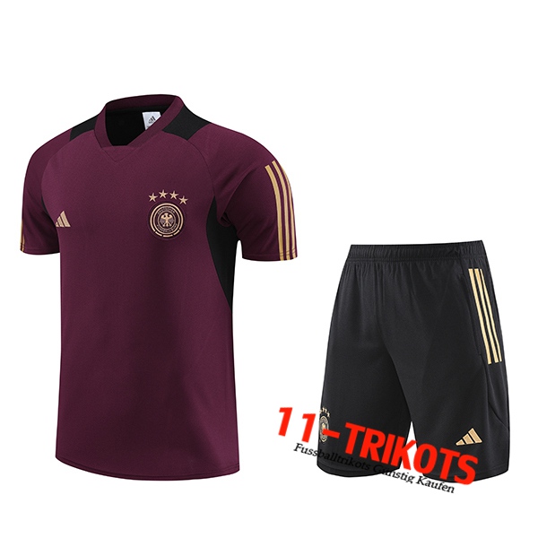 Deutschland Trainingstrikot + Shorts Rot Foncé 2023/2024