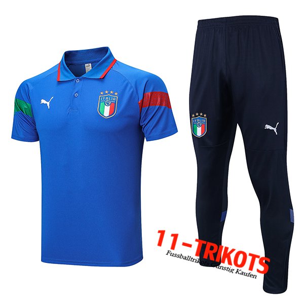 Italien Poloshirt Blau 2022/2023