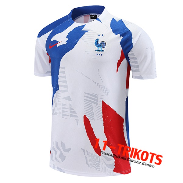 Frankreich Training T-Shirts Weiß/Rot/Blau 2023/2024