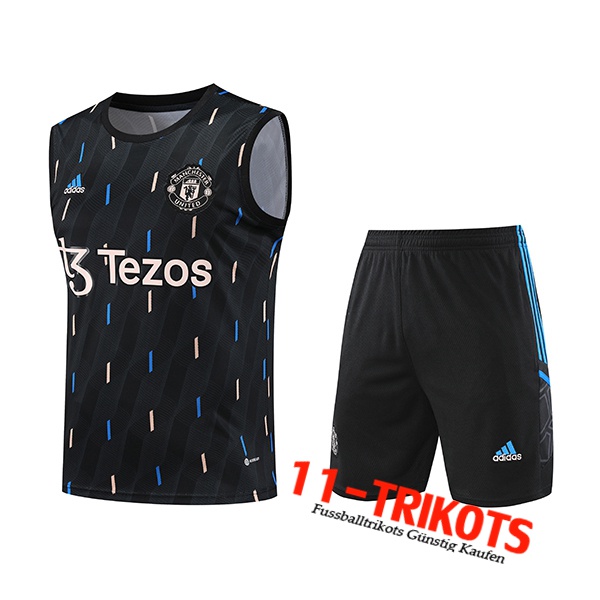 Manchester United Trainings-Tanktop + Shorts Schwarz 2023/2024