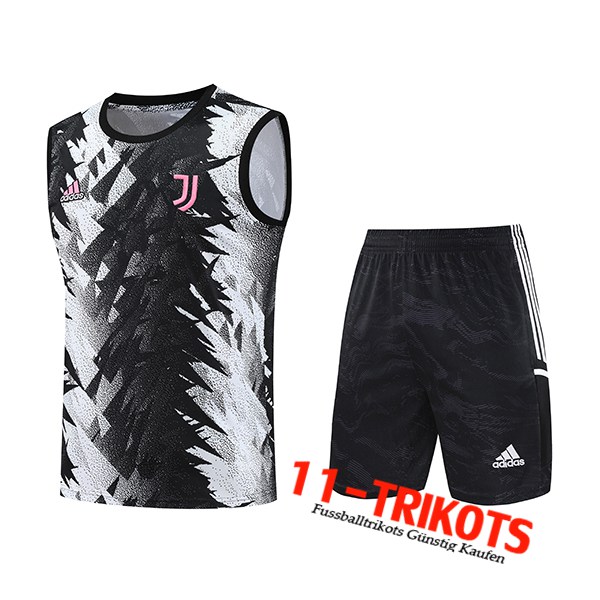 Juventus Trainings-Tanktop + Shorts Schwarz/Weiß 2023/2024