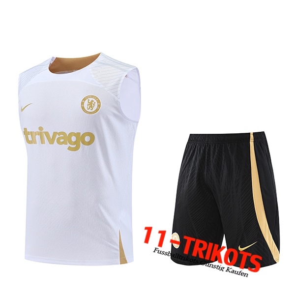 FC Chelsea Trainings-Tanktop + Shorts Weiß 2023/2024