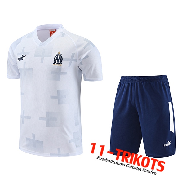 Marseille Trainingstrikot + Shorts Weiß 2023/2024