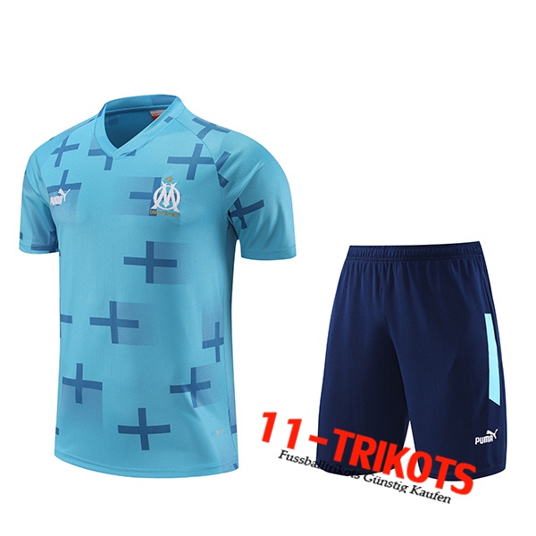Marseille Trainingstrikot + Shorts Hellblau 2023/2024