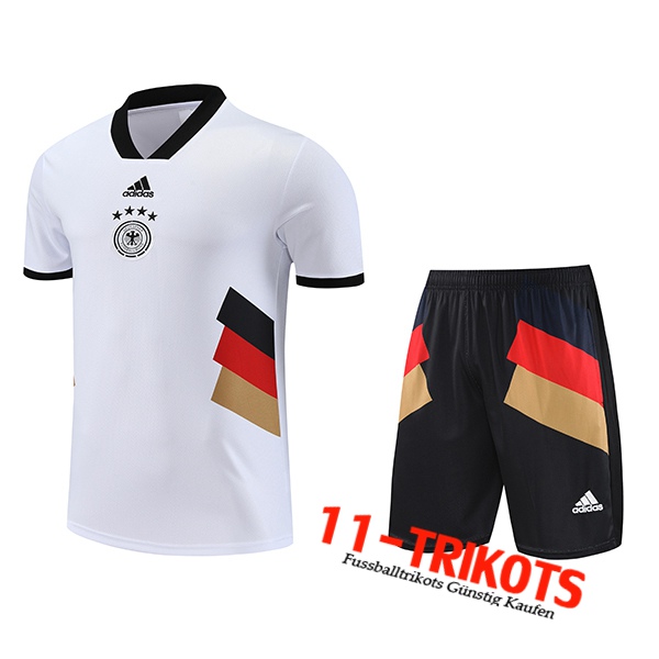 Deutschland Trainingstrikot + Shorts Weiß 2023/2024