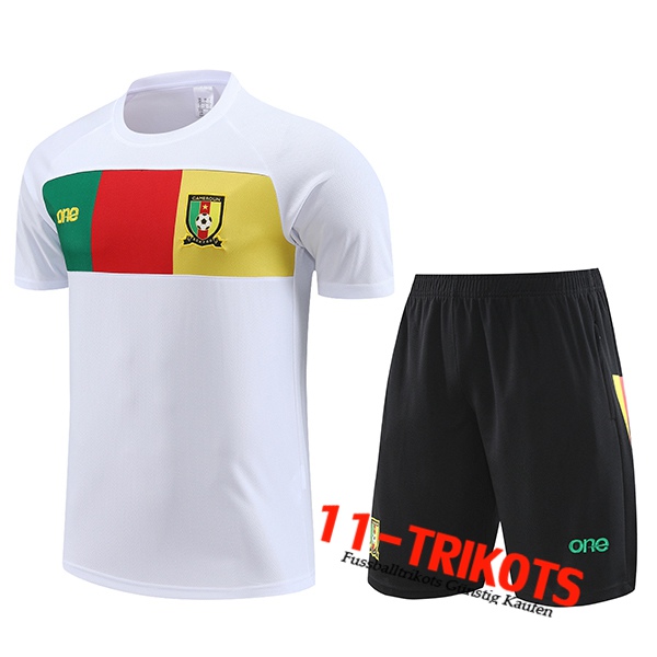 Kamerun Trainingstrikot + Shorts Weiß 2023/2024