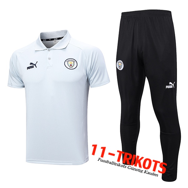 Poloshirt Manchester City Hellgrau 2023/2024