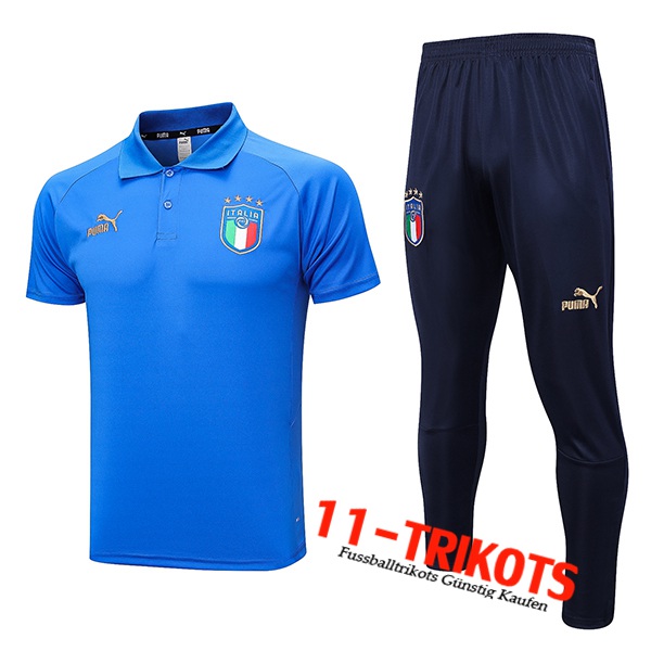 Poloshirt Italien Blau 2023/2024