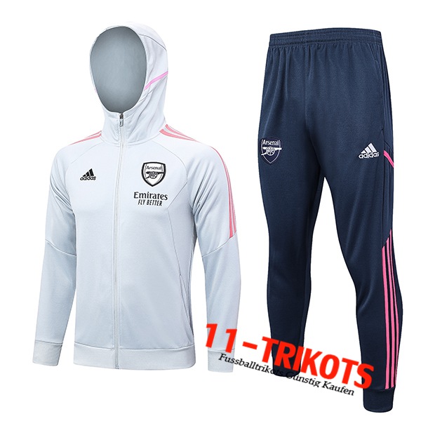 Trainingsanzug Mit Kapuze Trainingsjacke Windbreaker Arsenal Hellgrau 2023/2024