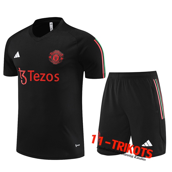 Manchester United Trainingstrikot + Shorts Schwarz 2023/2024