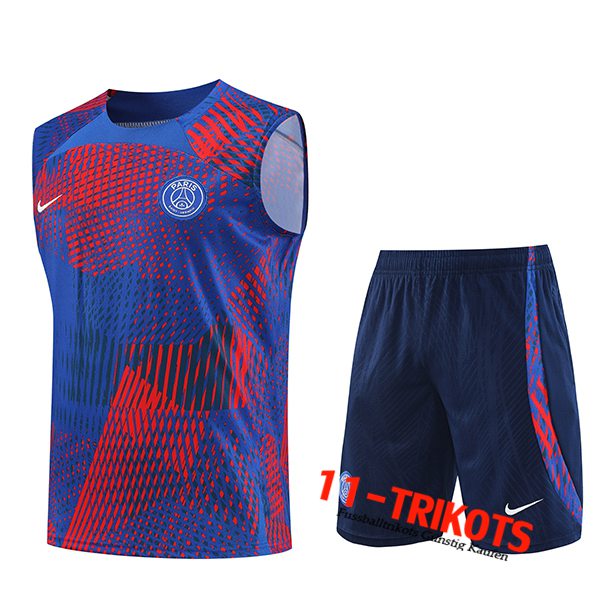 PSG Trainings-Tanktop + Shorts Rot/Blau 2023/2024