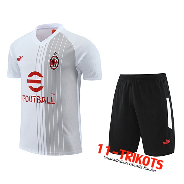 AC Milan Trainingstrikot + Shorts Wei?/Grau 2023/2024