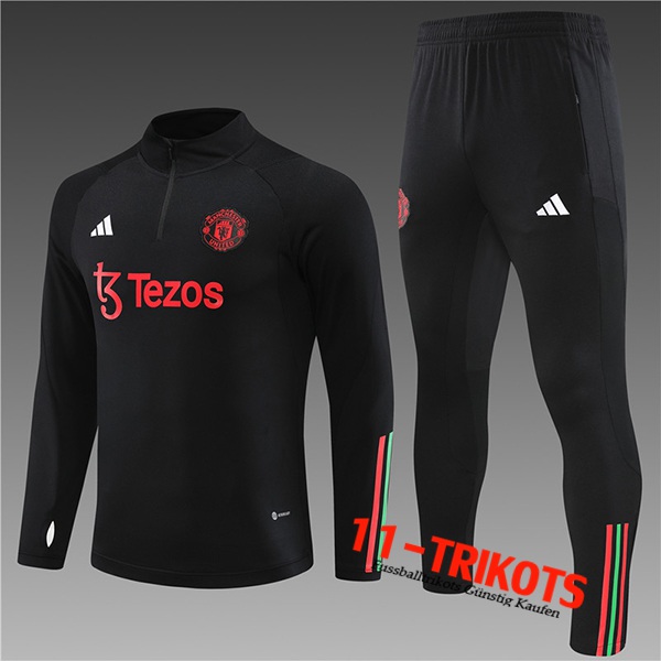 Manchester United Trainingsanzug Kinder Schwarz 2023/2024