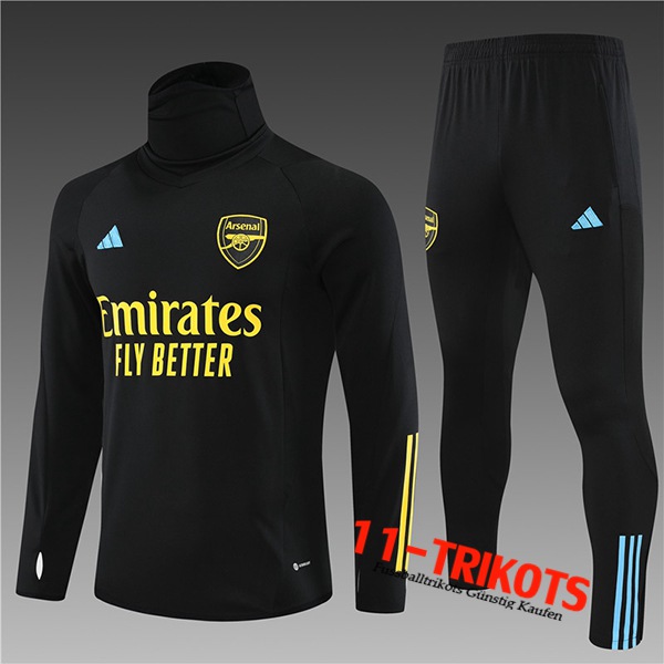 Arsenal Trainingsanzug Kinder High Collar Schwarz 2023/2024