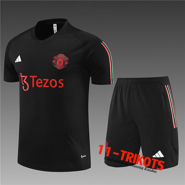 Manchester United Trainingstrikot + Shorts Kinder Schwarz 2023/2024