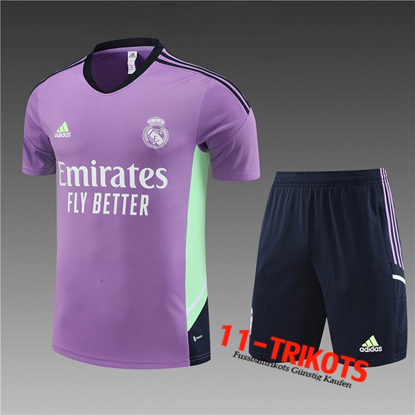Real Madrid Trainingstrikot + Shorts Kinder lila 2023/2024