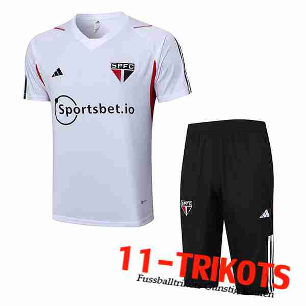 Trainingstrikot + Shorts Sao Paulo FC Weiß 2023/2024