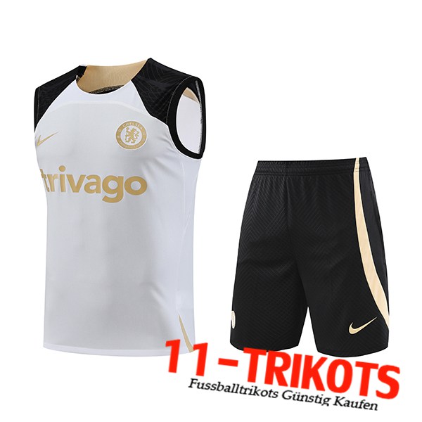 Trainings-Tanktop + Shorts FC Chelsea Weiß 2023/2024 -02