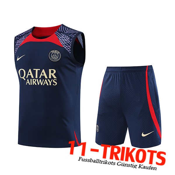 Trainings-Tanktop + Shorts PSG Navy blau 2023/2024 -02