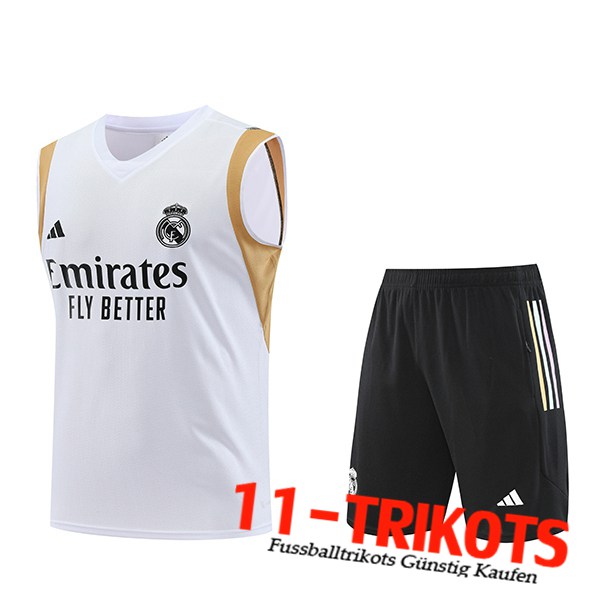 Trainings-Tanktop + Shorts Real Madrid Weiß 2023/2024 -02
