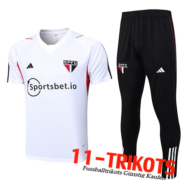 Trainingstrikot + Hose Sao Paulo FC Weiß 2023/2024