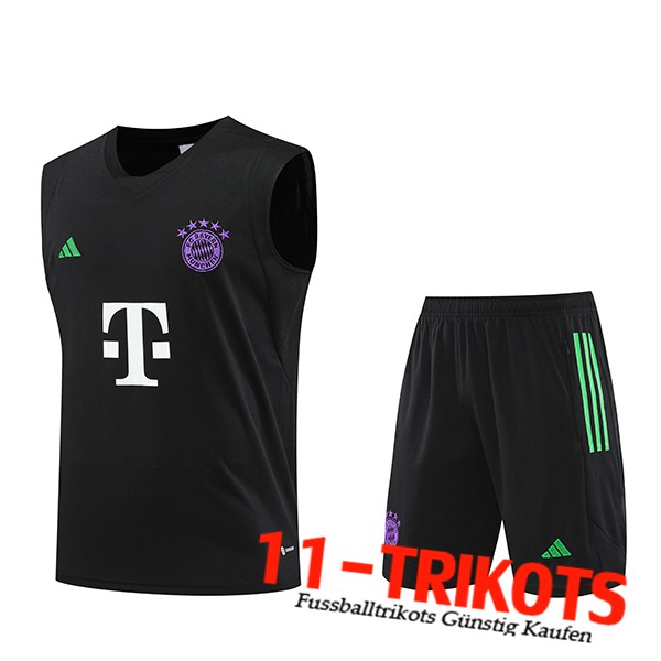 Trainings-Tanktop + Shorts Bayern München Schwarz 2023/2024 -02