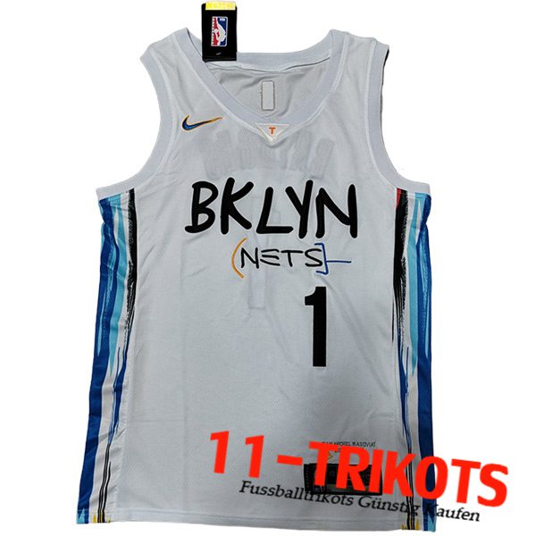Trikots Brooklyn Nets (Rosa #1) 2023/24 Weiß