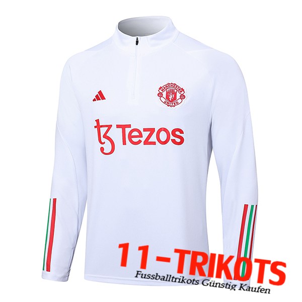 Training Sweatshirt Manchester United Weiß 2023/2024 -02