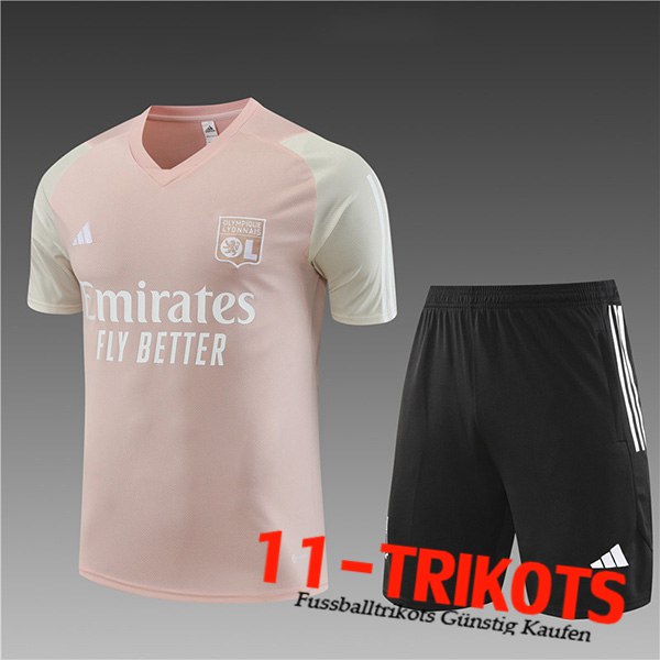 Trainingstrikot + Shorts Lyon Kinder Rosa 2023/2024