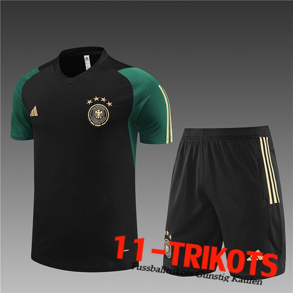 Trainingstrikot + Shorts Deutschland Kinder Schwarz 2023/2024