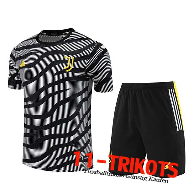 Trainingstrikot + Shorts Juventus Schwarz/Wei? 2023/2024