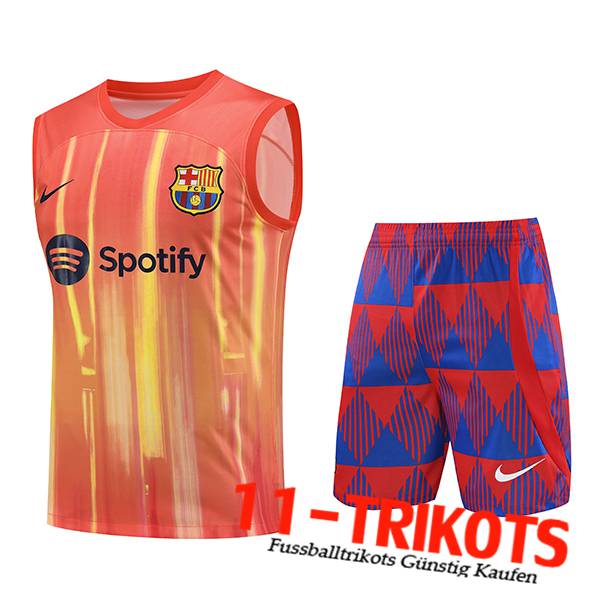Trainings-Tanktop + Shorts FC Barcelona Orange 2023/2024