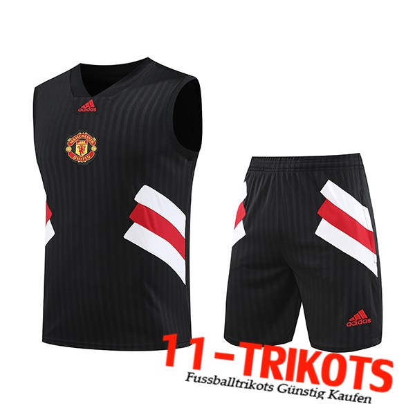 Trainings-Tanktop + Shorts Manchester United Schwarz 2023/2024 -02