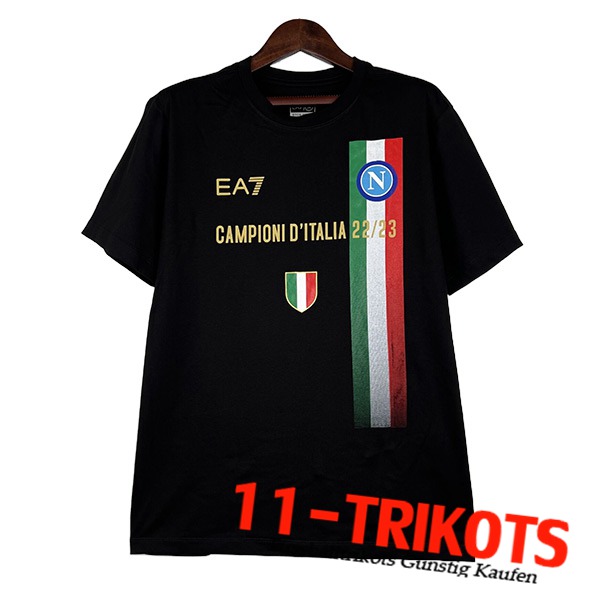 SSC Neapel Italien Champions T-Shirt Schwarz 2022/2023