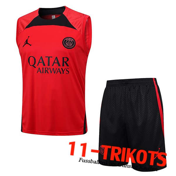 Jordan PSG Trainings-Tanktop + Shorts Rot 2023/2024