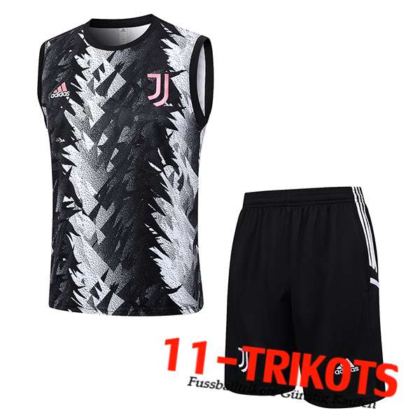 Juventus Trainings-Tanktop + Shorts Schwarz/Weiß 2023/2024 -02