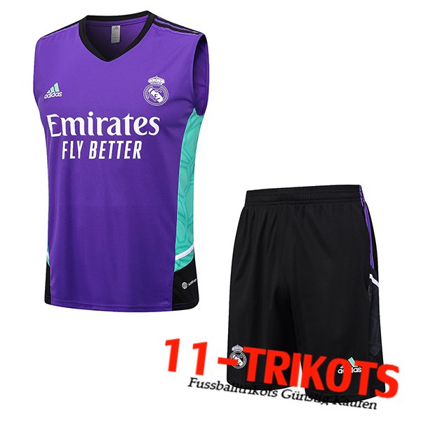 Real Madrid Trainings-Tanktop + Shorts lila 2023/2024 -02