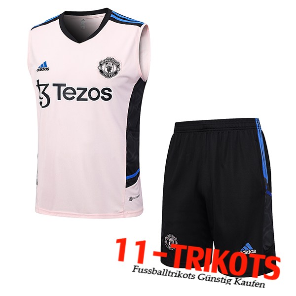 Manchester United Trainings-Tanktop + Shorts Rosa 2023/2024